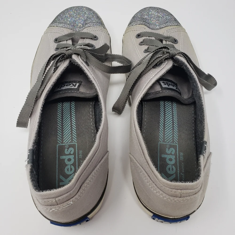Keds gray canvas with multi color sparkle …